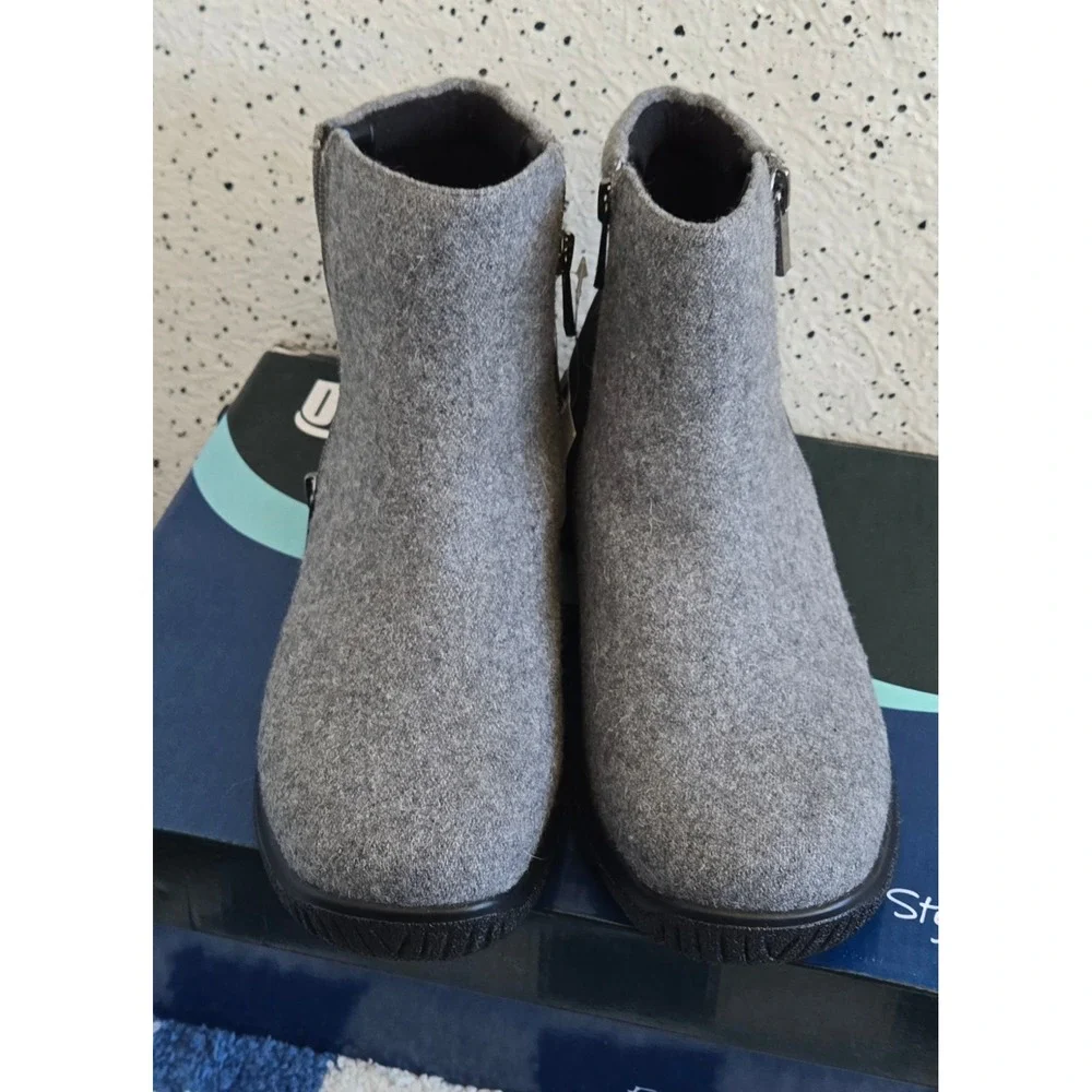 Drew Kool WomensGreySuede Flannel AnkleBootsOrthotic Friendly 19178-43 Size 8.5M